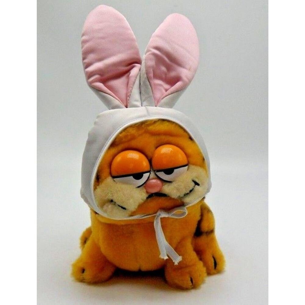 Genuine Vintage 1981 Garfield Easter Bunny Plush Dakin Toy 6 1/2 - 11 in Cat